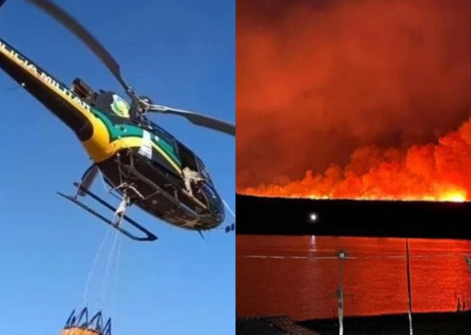 Chamas ao Vento: Helicóptero Turbulento Enfrenta Incêndio Avassalador no Sul do Piauí